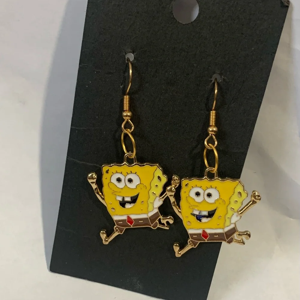 SpongeBob enamel earrings goldtone costume